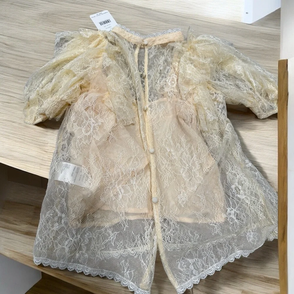 NWT Free People Secret Admirer Lace Blouse With attached cami size xs eggnog - Picture 6 of 6